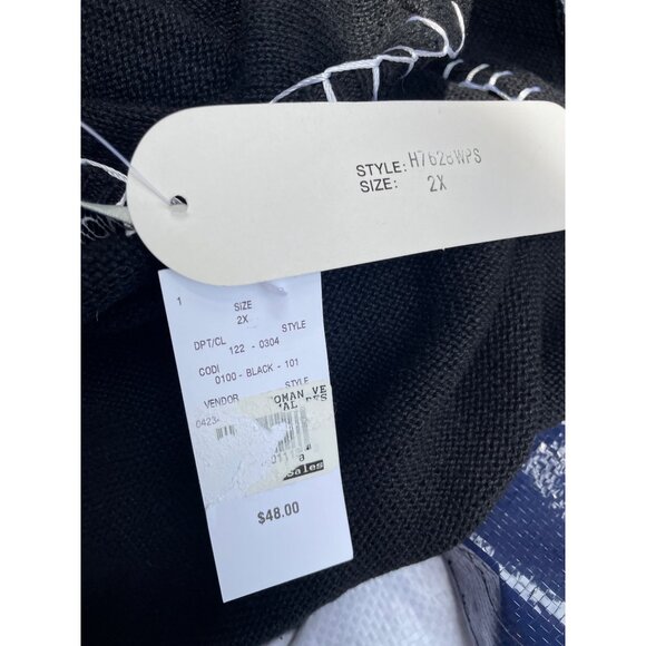 Victoria Woman 2X Black & White Animal Print Knit Vest With Embroidered Details - Picture 6 of 10